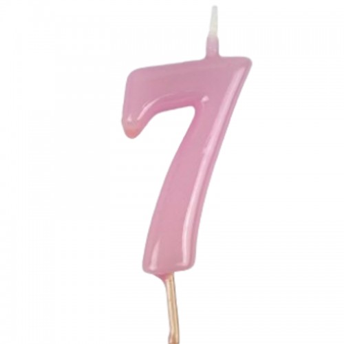 Vela Número 7 Rosa Pastel